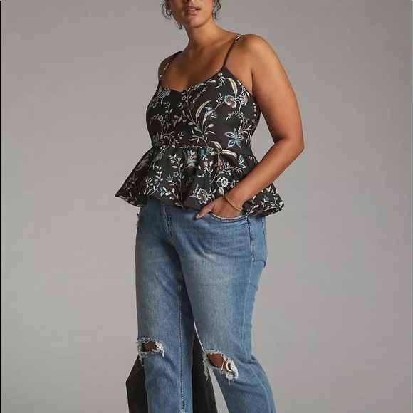 NWT - Anthropologie Flounce Jacquard Peplum Waist Side Zip Top​​​​​​​​​​​​​​ - Picture 5 of 5